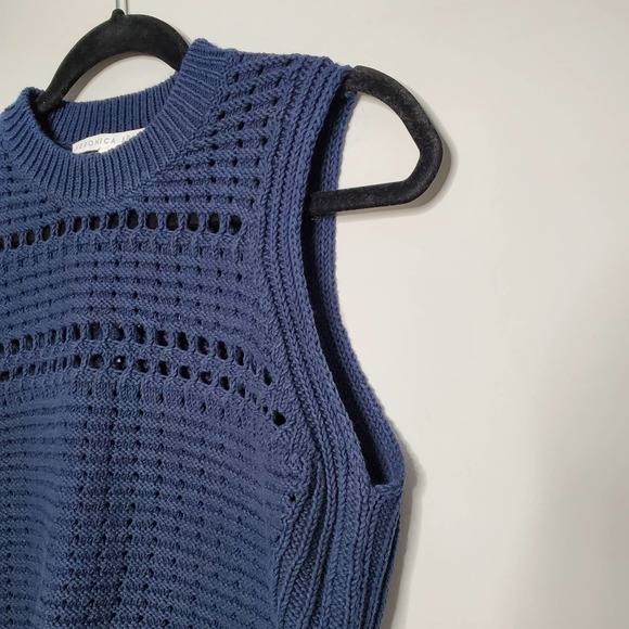 VERONICA BEARD • South Beach Combo Navy Sleeveless Knit Sweater Sz M - Picture 5 of 9